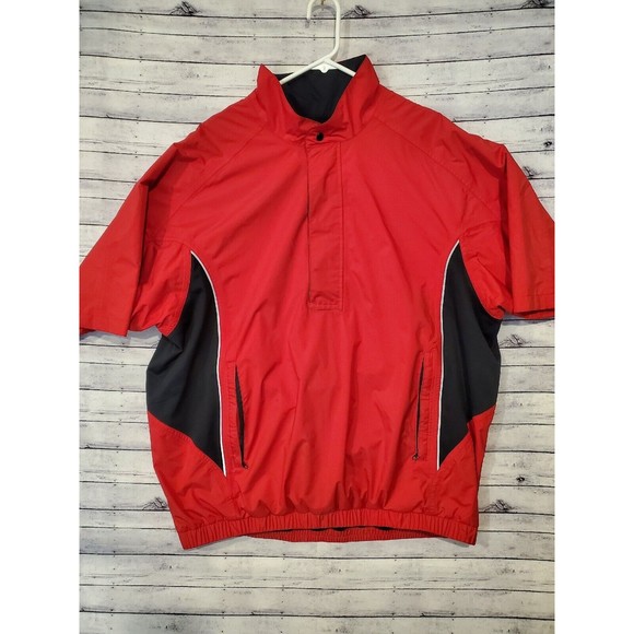 FootJoy Other - DRYJOYS by FootJoy Mens Golf Wind Rain Jacket S/S 1/4 Zip Sz XL Red Black